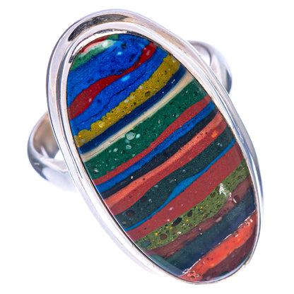 Rainbow Calsilica Ring Size 5.75 (925 Sterling Silver) R1469