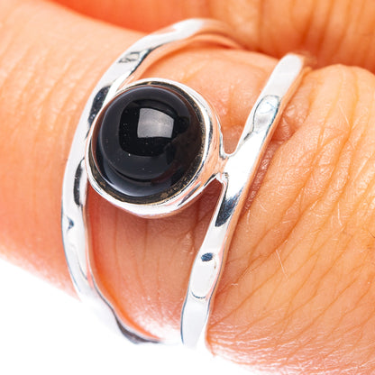 Black Onyx Dainty Ring Size 7 (925 Sterling Silver) R5836