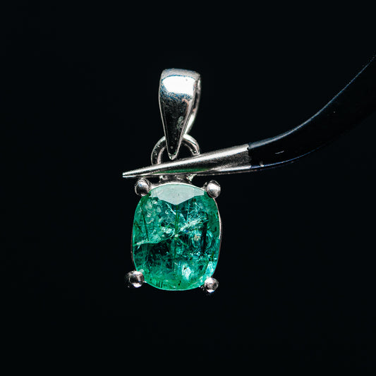 Premium Faceted Zambian Emerald Pendant 3/4" (.925 Sterling Silver)