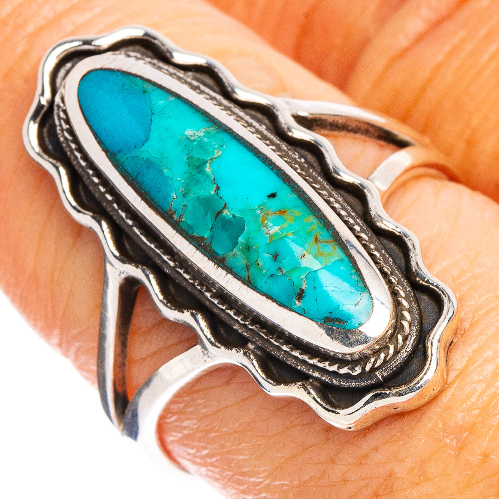 Arizona Turquoise Native Style Ring Size 8.75 (.925 Sterling Silver)