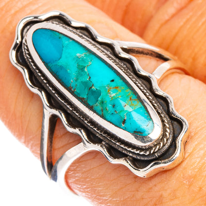 Arizona Turquoise Native Style Ring Size 8.75 (.925 Sterling Silver)