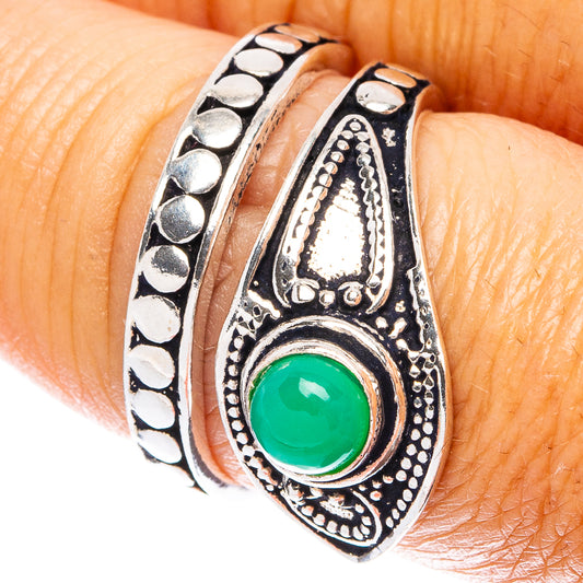 Green Onyx Dainty Ring Size 7 Adjustable (925 Sterling Silver) R5224