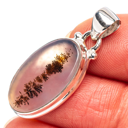 Scenic Dendritic Agate Pendant 1 1/4" (.925 Sterling Silver)