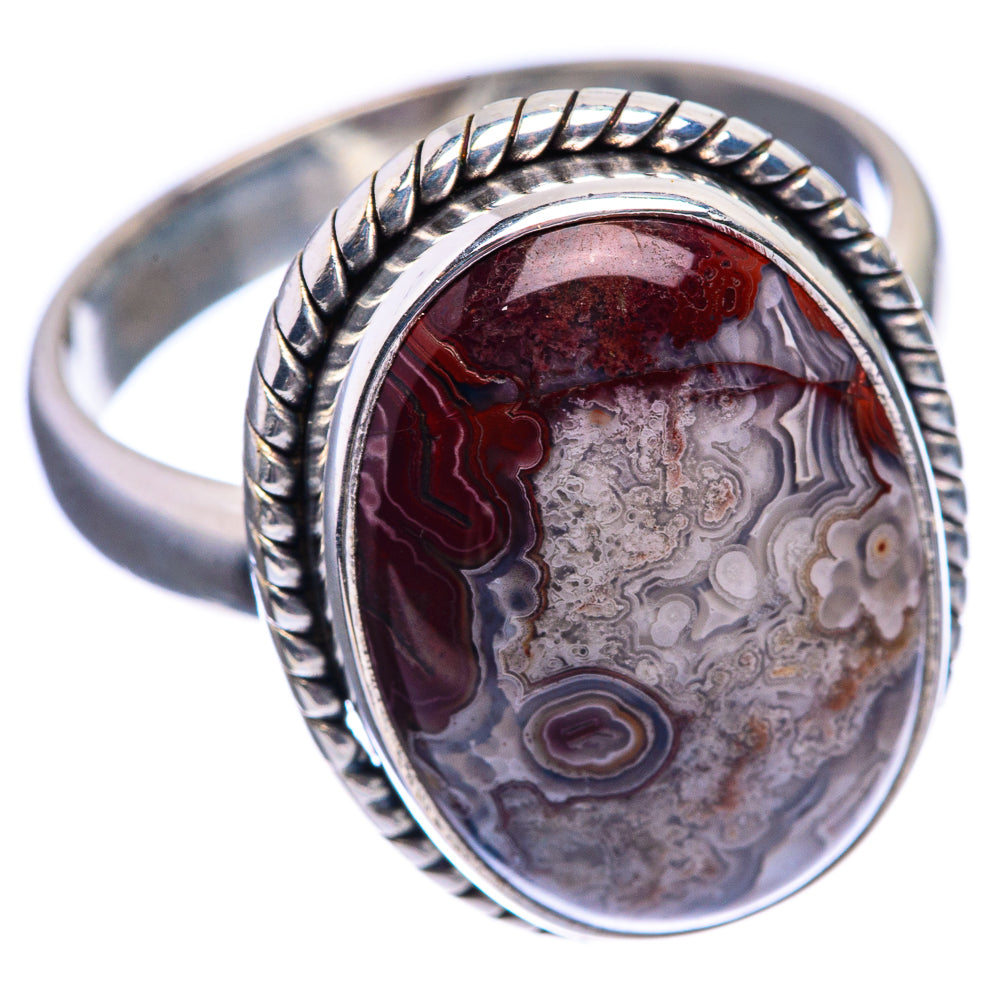 Crazy Lace Agate Ring Size 9 (925 Sterling Silver) R142126