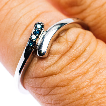 Blue Diamond Ring Size 8.75 (.925 Sterling Silver)