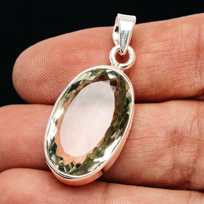 Premium 20ct Faceted Prasiolite Pendant 1 1/2" (.925 Sterling Silver)