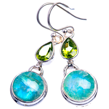 Green Moonstone, Peridot Earrings 1 1/2" (925 Sterling Silver) E432432