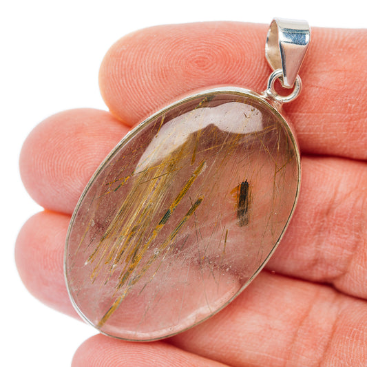 Premium Green Rutilated Quartz Pendant 2" (.925 Sterling Silver)