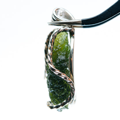 Premium AAA Czech Moldavite Pendant 1 1/2" (.925 Sterling Silver)