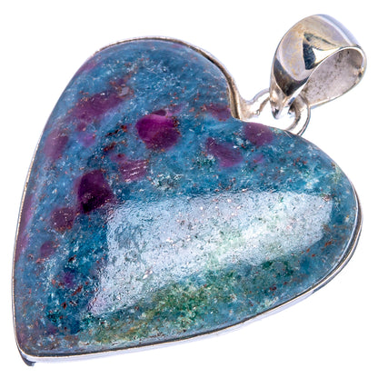 Ruby Fuchsite Heart Pendant 1 3/8" (925 Sterling Silver) P43316