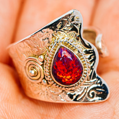 Synthetic Opal Ring Size 6 Adjustable (.925 Sterling Silver)