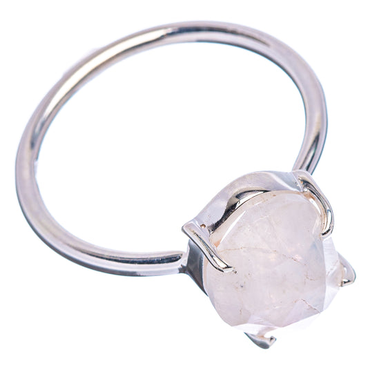 925 sterling silver moonstone ring with faceted white stone bezel