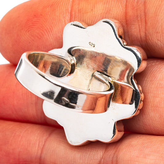 Exclusive Southwestern Style Irish Dahlia Turquoise Ring Size 7 Adjustable (.925 Sterling Silver)