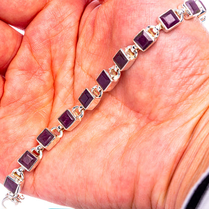 Ruby Bracelet 6 3/8 To 7 7/8" (925 Sterling Silver) B90353