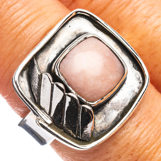 Exclusive Southwestern Style Pink Opal Ring Size 7 Adjustable (.925 Sterling Silver)
