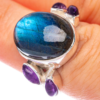 Labradorite, Amethyst Ring Size 6 (925 Sterling Silver) R144707