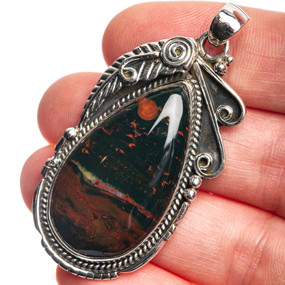 Bloodstone Pendant 2 1/8" (925 Sterling Silver) P39113