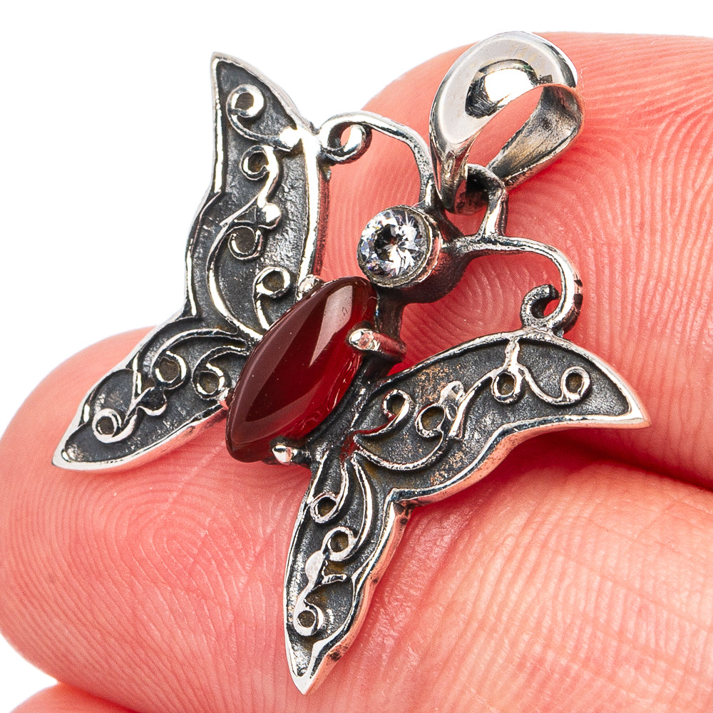 Carnelian Butterfly Pendant 7/8" (925 Sterling Silver) P45461