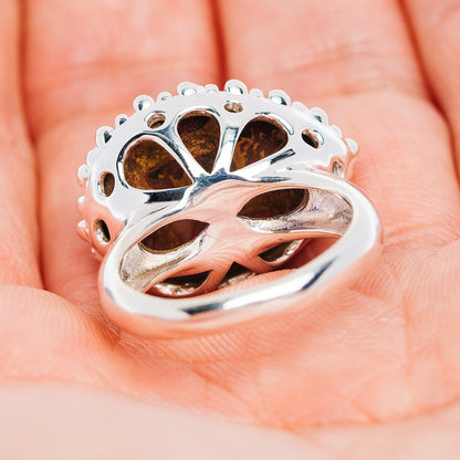 Exclusive Red Dahlia Mohave Turquoise Ring Size 6.5 (.925 Sterling Silver)