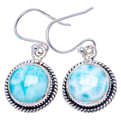 Rare Larimar Earrings 1 1/8" (.925 Sterling Silver)