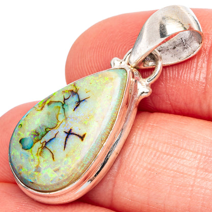 Rare Sterling Opal Pendant 1 3/8" (925 Sterling Silver) P43305
