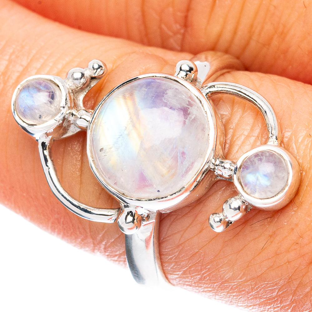 Premium Rainbow Moonstone 925 Sterling Silver Ring Size 7.75 Ana Co R3648