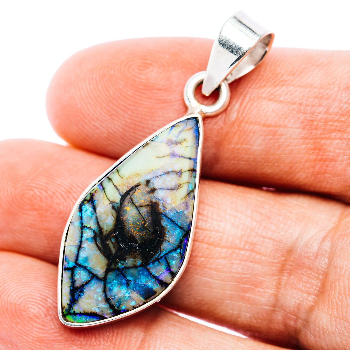 Premium Monarch Opal Pendant 1 5/8" (.925 Sterling Silver)