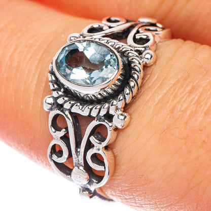 Blue Topaz Ring Size 7.25 (925 Sterling Silver) R1522