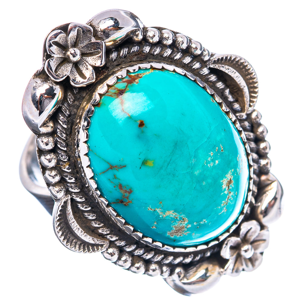 Exclusive Kingman Turquoise Ring Size 9 Adjustable (.925 Sterling Silver)
