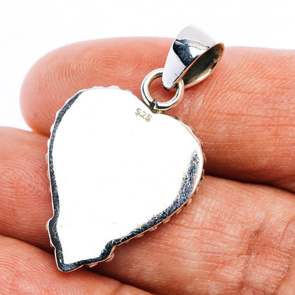 Green Aurora Opal Heart Pendant 1 3/8" (.925 Sterling Silver)