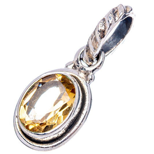 Sterling silver citrine pendant with oval faceted gemstone and bail, side view