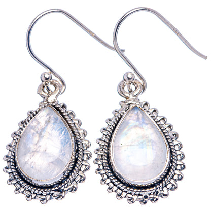 Rainbow Moonstone Earrings 1 3/8" (.925 Sterling Silver)