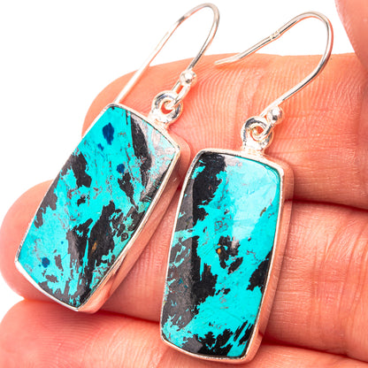 Shattuckite 925 Sterling Silver Earrings 1 1/2" (925 Sterling Silver) EARR432226