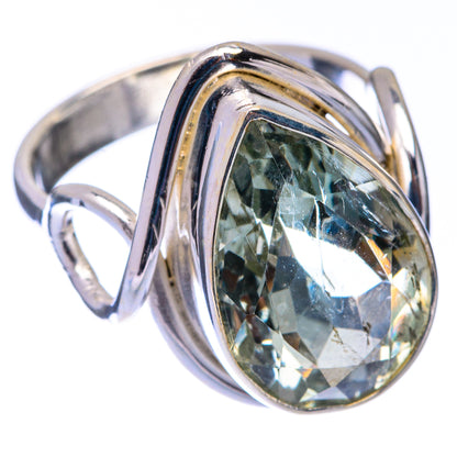 Faceted Green Amethyst Ring Size 5.75 (925 Sterling Silver) R141110