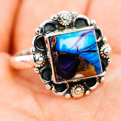 Violet Dahlia Turquoise Ring Size 9 (.925 Sterling Silver)