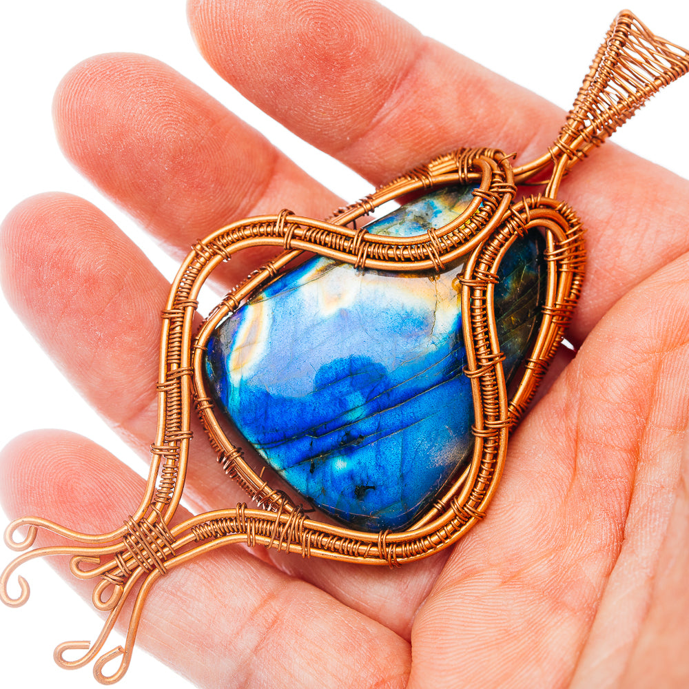 Spectrolite Wire Warp Pendant 3 3/4" (Copper)