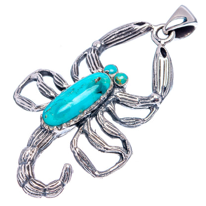 Native Style Mohave Turquoise Scorpion Pendant 1 3/4" (.925 Sterling Silver)