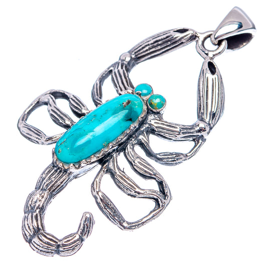 Turquoise scorpion pendant .925 sterling silver with dangling-loop bail and oval turquoise body