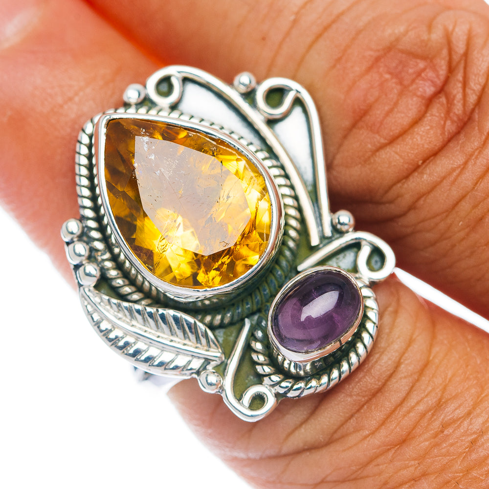 Premium Southwest Style Citrine, Amethyst Ring Size 7 (.925 Sterling Silver)