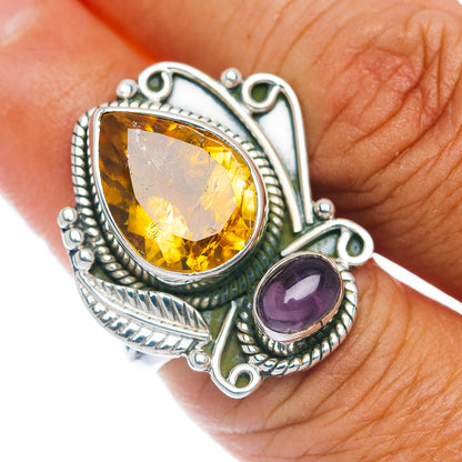 Premium Southwest Style Citrine, Amethyst Ring Size 7 (.925 Sterling Silver)
