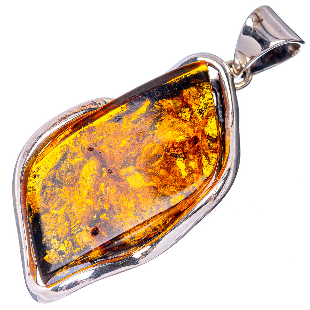 Ana Silver Co Baltic Amber Pendant 2" (925 Sterlnig Silver)