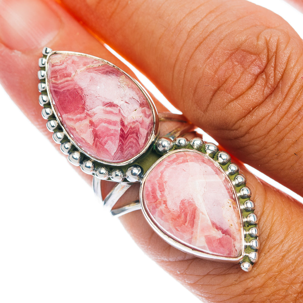 Premium 2-Gemstone Rhodochrosite Ring Size 7 (.925 Sterling Silver)