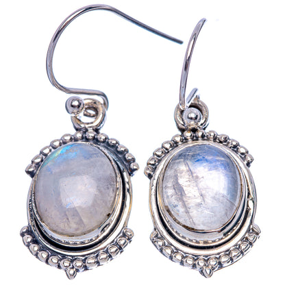 Rainbow Moonstone Dainty Earrings 1 3/8" (925 Sterling Silver) E2021