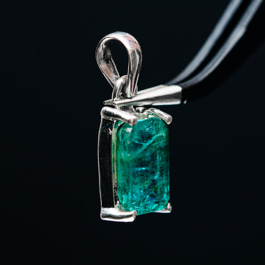 Premium Faceted Zambian Emerald Pendant 7/8" (.925 Sterling Silver)