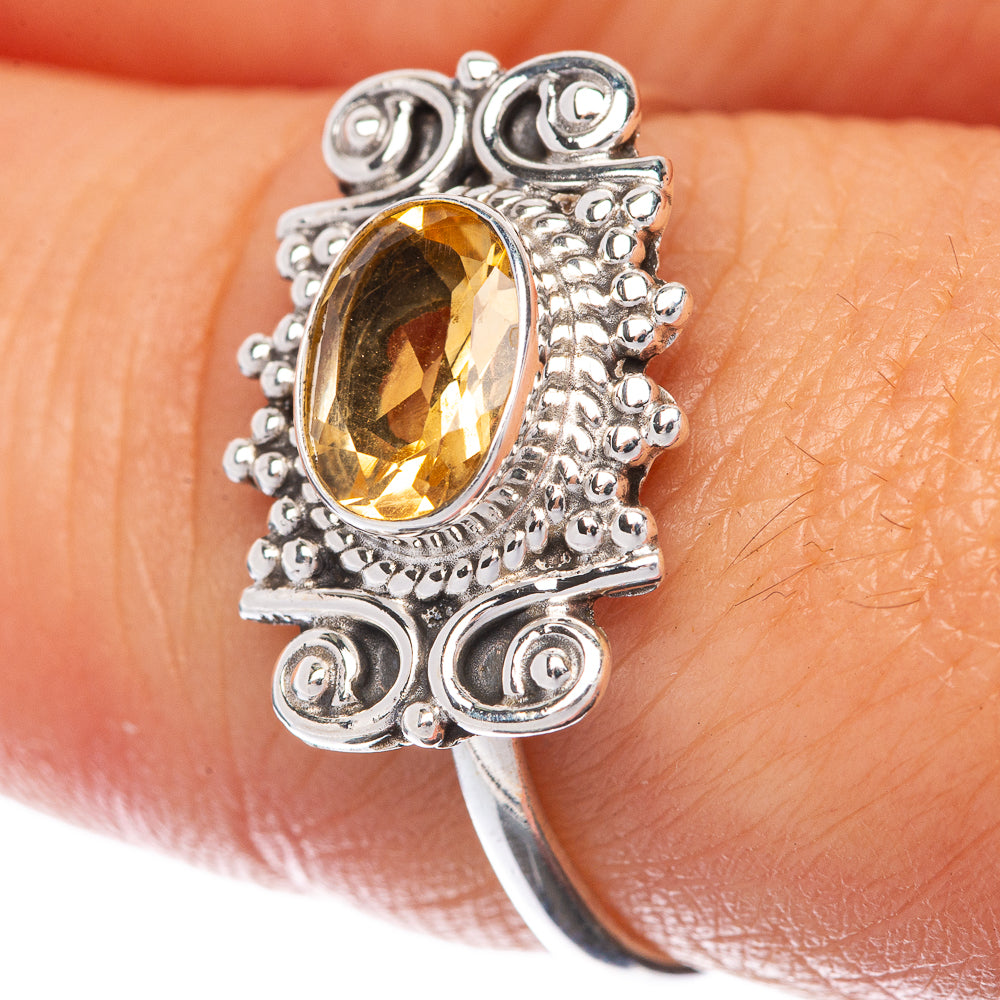 Faceted Citrine Dainty Ring Size 8.5 (925 Sterling Silver) R145214