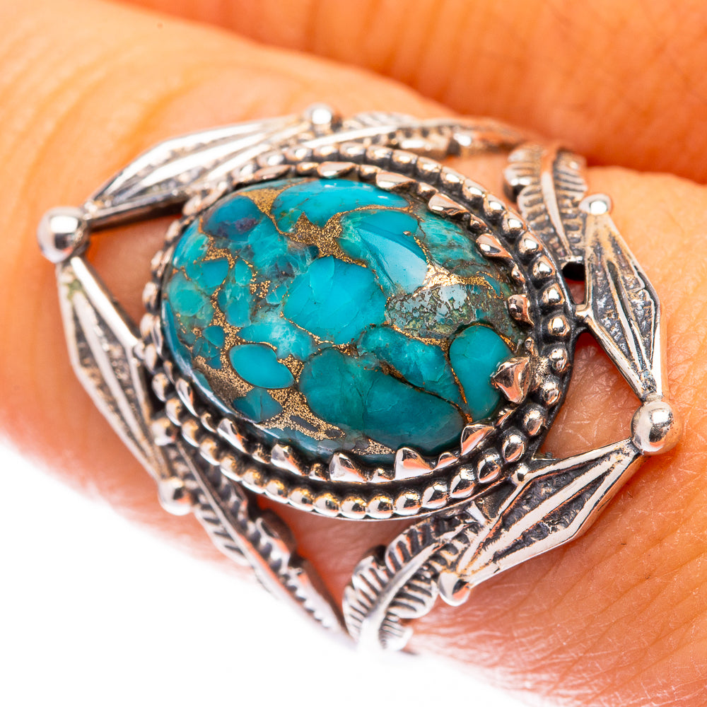 Blue Copper Composite Turquoise Ring Size 8.25 (925 Sterling Silver) R141554