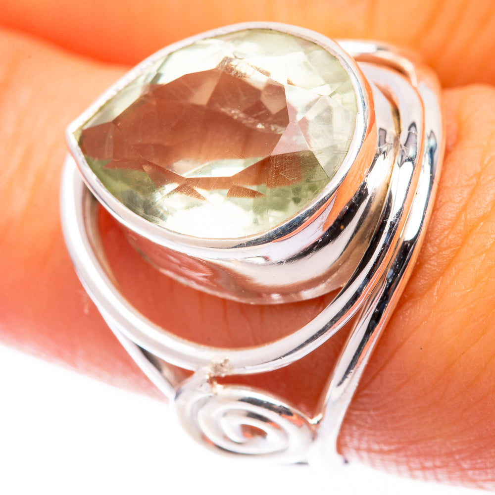 Faceted Green Amethyst Ring Size 6.25 (925 Sterling Silver) R140937