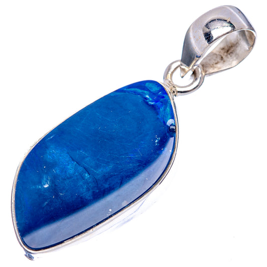 Sterling silver opal pendant with oval blue stone and hinged bail