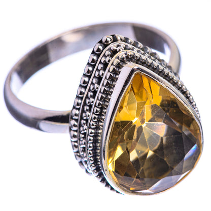 Faceted Citrine 925 Sterling Silver Ring Size 8.75