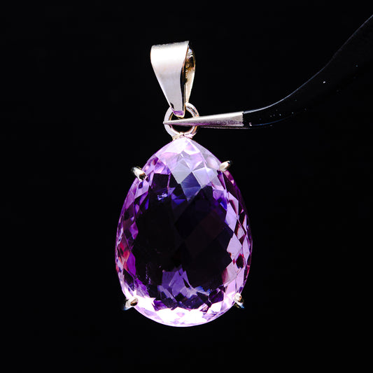 27.48ct Faceted Brazilian Amethyst Pendant 1 1/2" (.925 Sterling Silver)